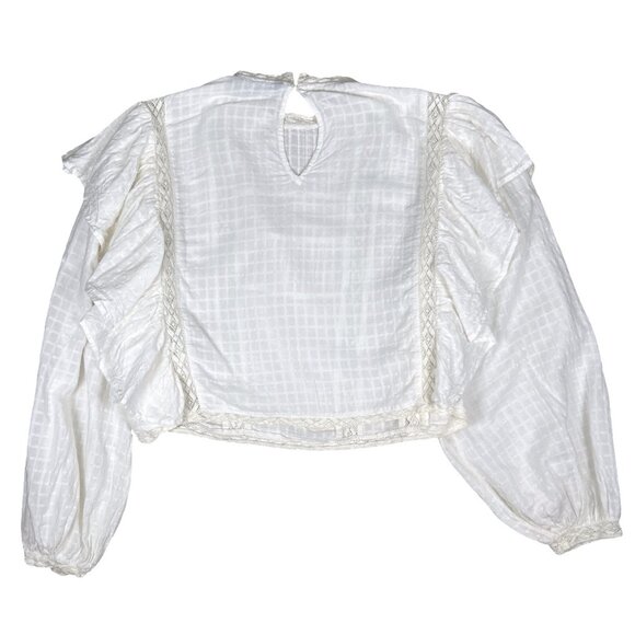 Zara Lace Cotton Blouse: Women's Romantic Peasant Top with Balloon Sleeves - Picture 5 of 12